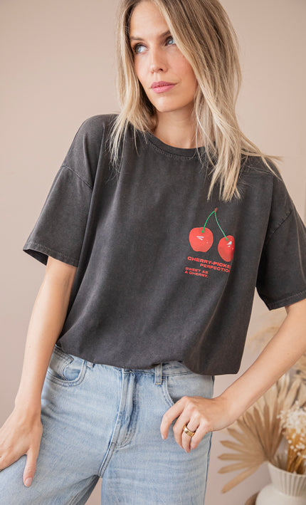 T-Shirt - Sweet As A Cherry - Dunkelgrau