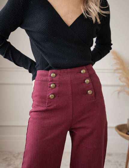 Button Flare  Burgundy - Jeans