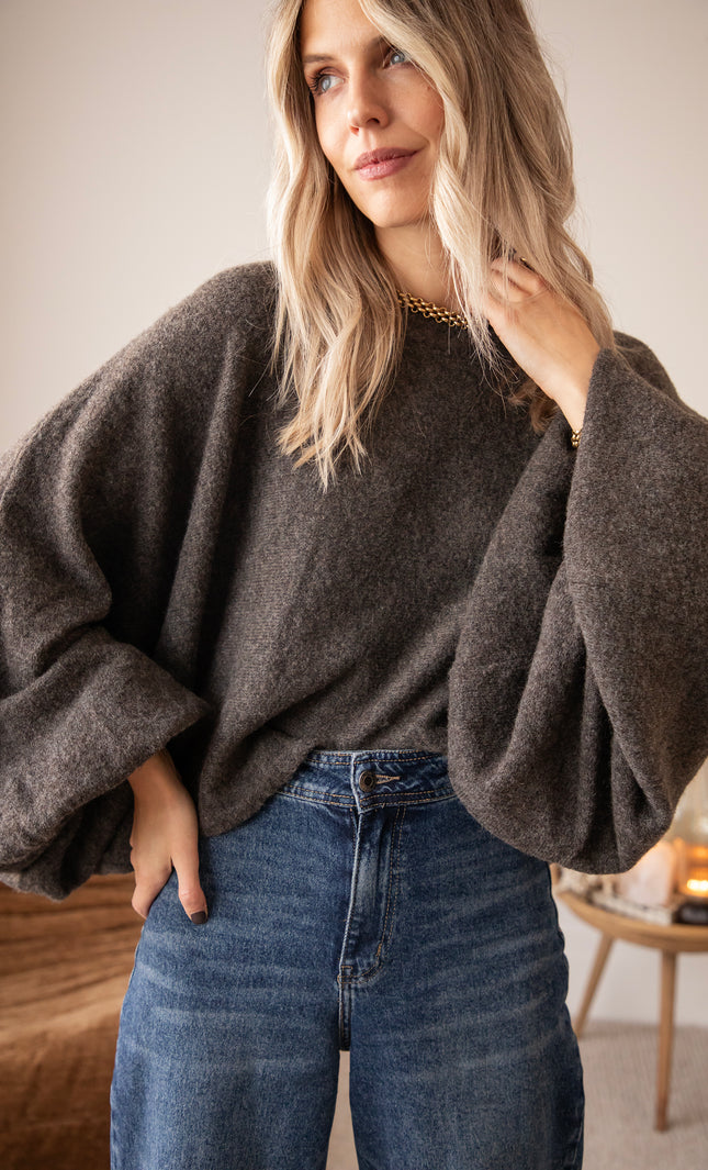 Cozy Wing Knit Dark Grey - Trui