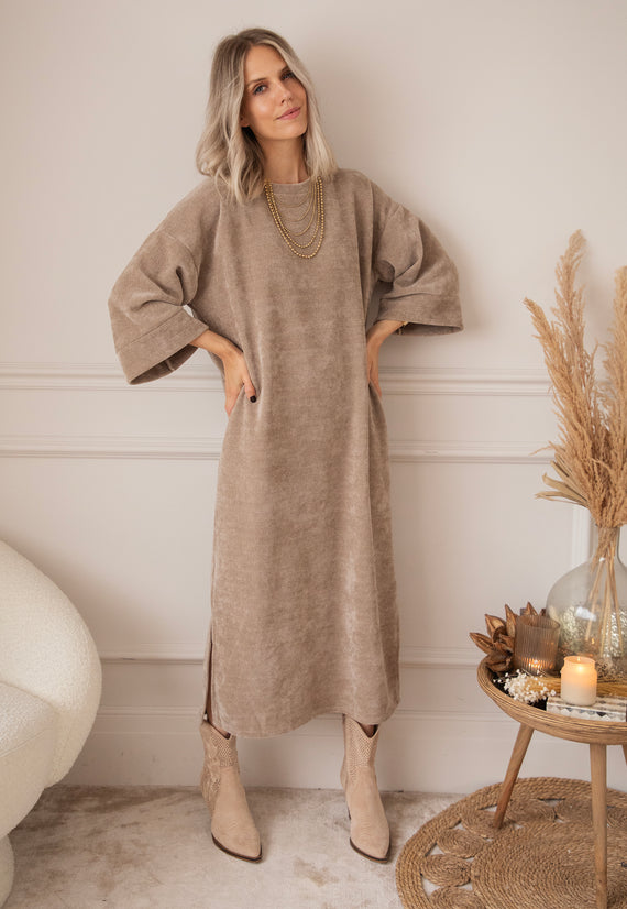 Maxikleid - Viva Velvet - Taupe