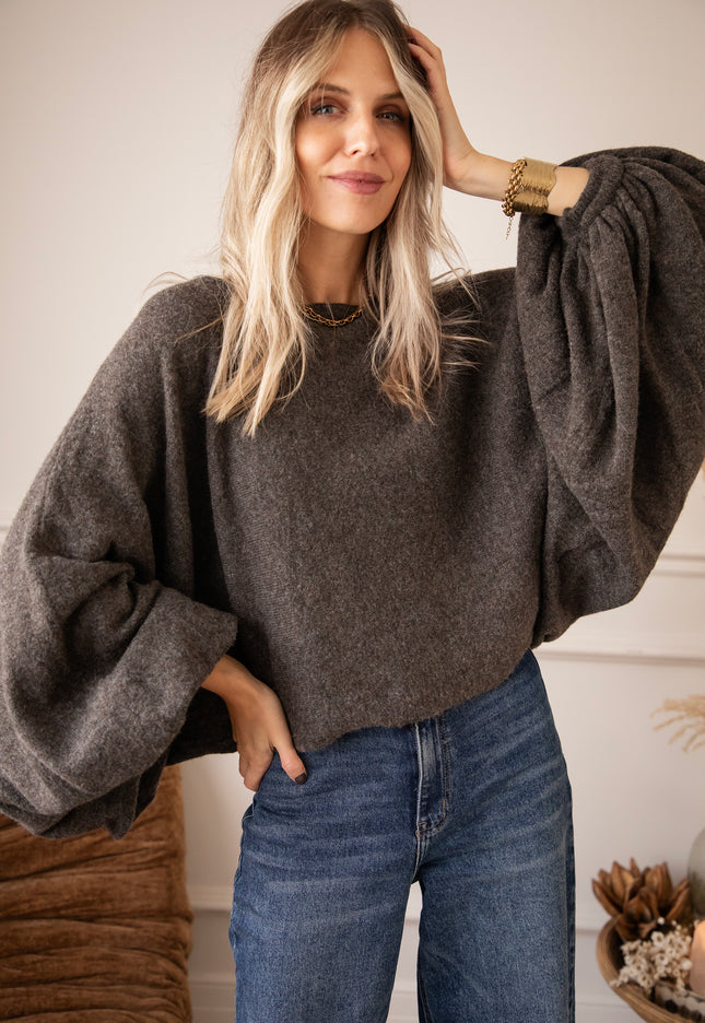 Cozy Wing Knit Dark Grey - Sweater