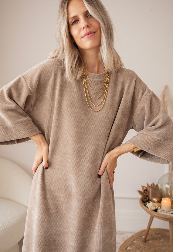 Maxikleid - Viva Velvet - Taupe