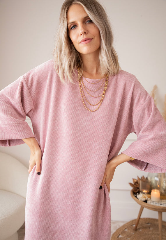 Maxikleid - Viva Velvet - Altrosa