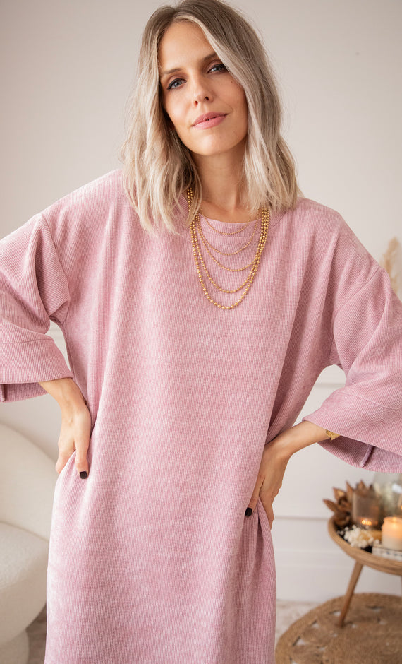 Maxikleid - Viva Velvet - Altrosa