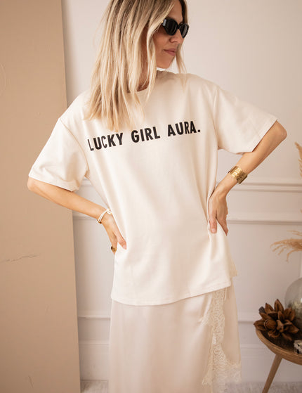 Lucky Girl Aura Beige/Black - T-Shirt