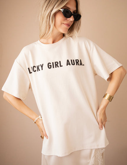 Lucky Girl Aura Beige/Black - T-Shirt