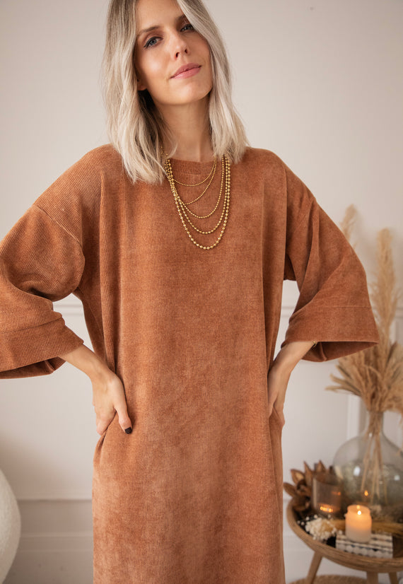 Maxikleid - Viva Velvet - Braun