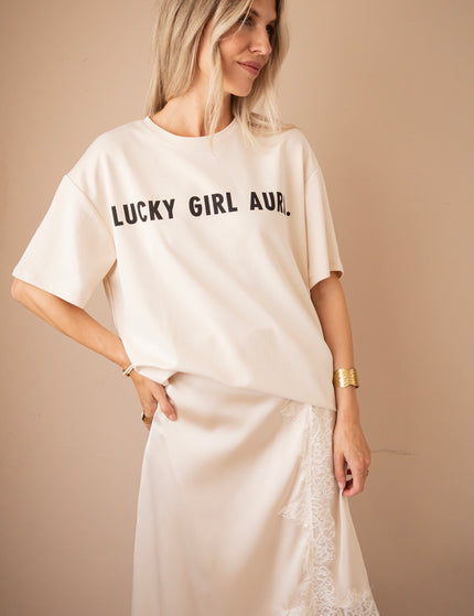 Lucky Girl Aura Beige/Black - T-Shirt
