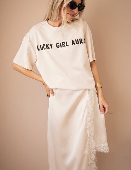 Lucky Girl Aura Beige/Black - T-Shirt