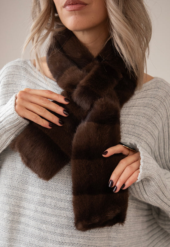 Schal - Stripes Of Fluff - Braun