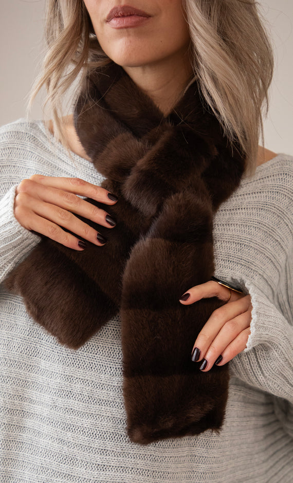 Stripes Of Fluff Brown - Sjaal