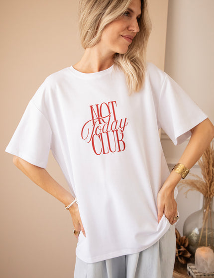 Not Today Club White/Bordeaux - T-Shirt