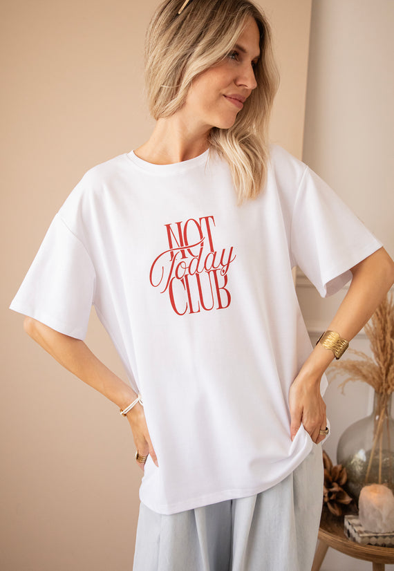 Not Today Club White/Bordeaux - T-Shirt