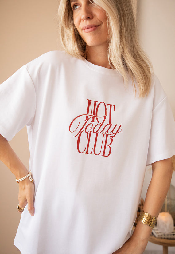 Not Today Club White/Bordeaux - T-Shirt