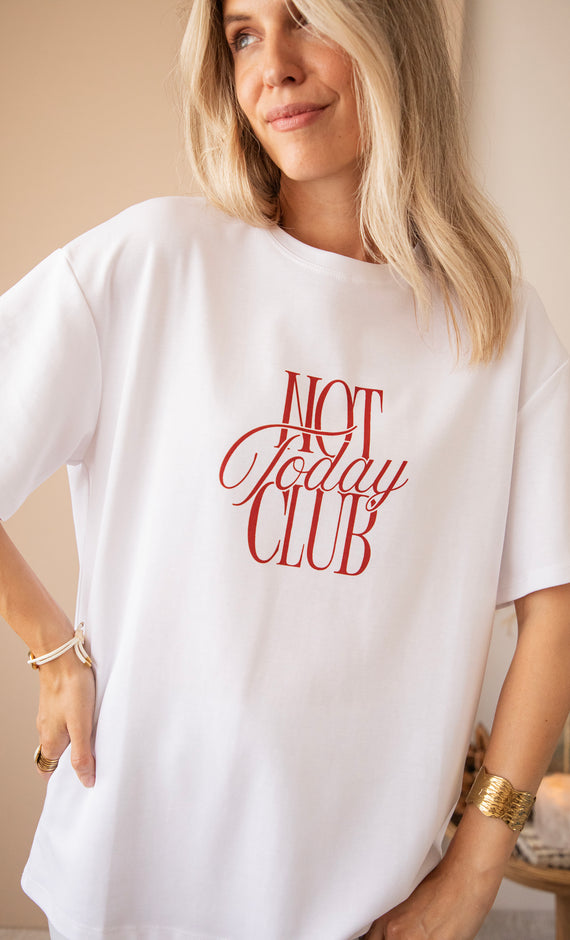 Not Today Club White/Bordeaux - T-Shirt