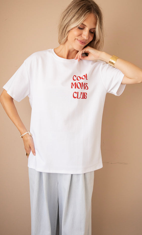 Cool Moms Club White/Bordeaux - T-Shirt