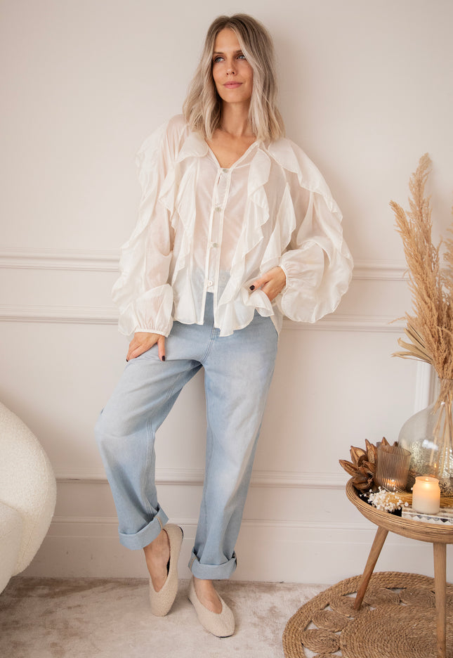 Bluse - Volants Dreams - Beige