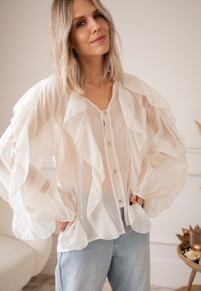Bluse - Volants Dreams - Beige