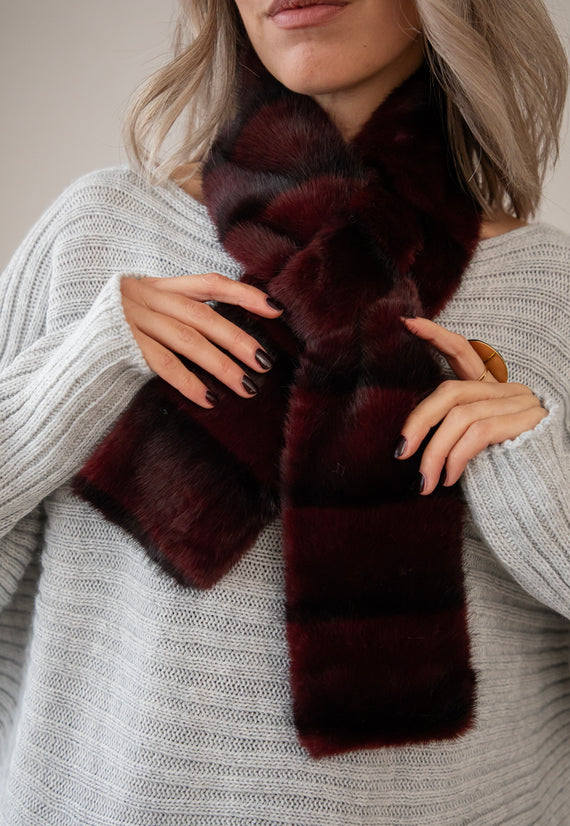 Schal - Stripes Of Fluff - Bordeaux