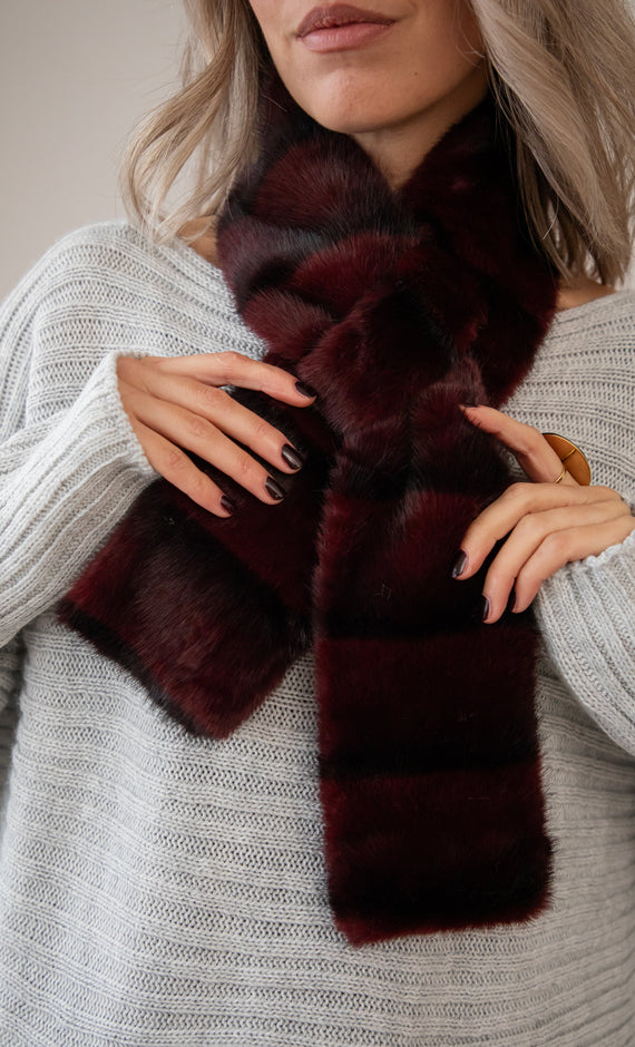 Schal - Stripes Of Fluff - Bordeaux