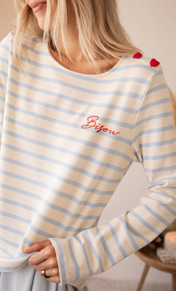 Beating Hearts & Bisou Beige/Baby Blue - Longsleeve