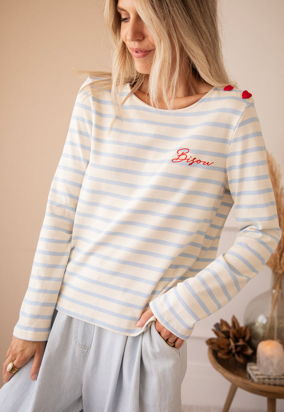 Beating Hearts & Bisou Beige/Baby Blue - Longsleeve