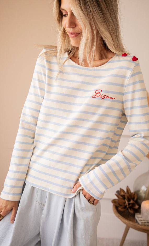 Beating Hearts & Bisou Beige/Baby Blue - Longsleeve