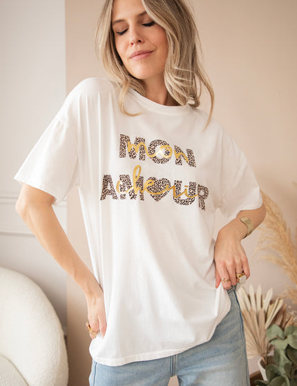 T-Shirt - Mon Chéri, Mon Amour - Weiß