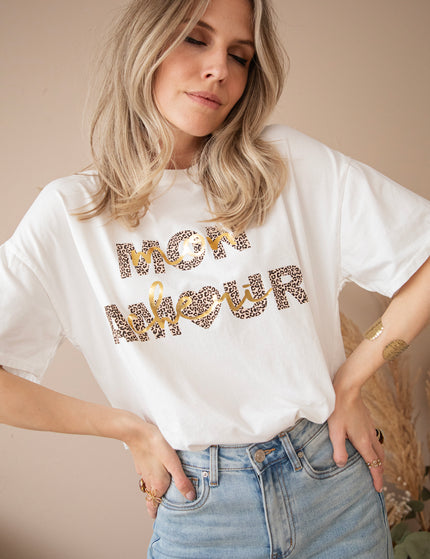 T-Shirt - Mon Chéri, Mon Amour - Weiß