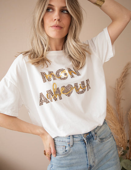 T-Shirt - Mon Chéri, Mon Amour - Weiß