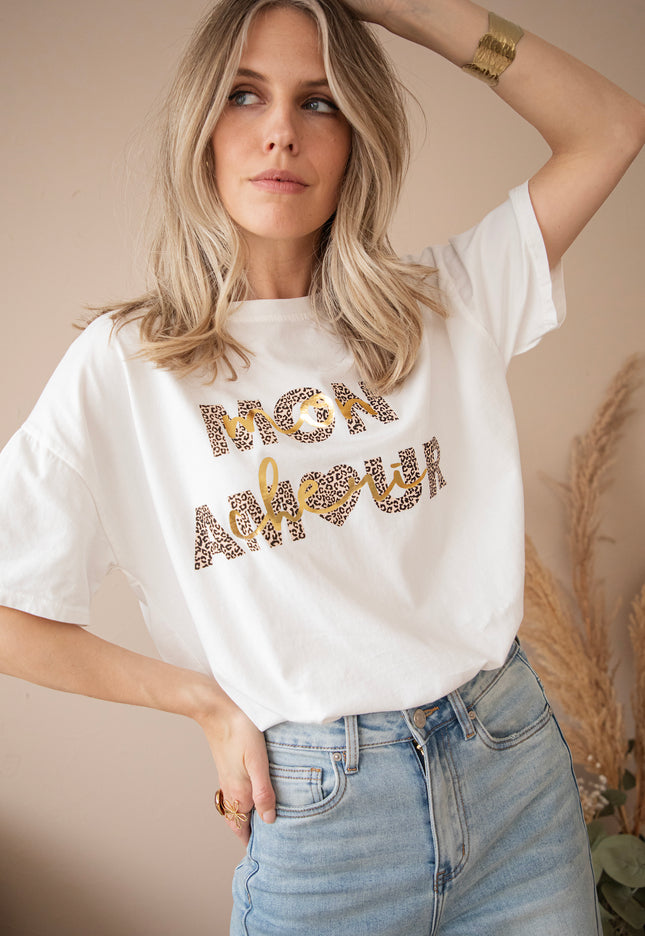 T-Shirt - Mon Chéri, Mon Amour - Weiß