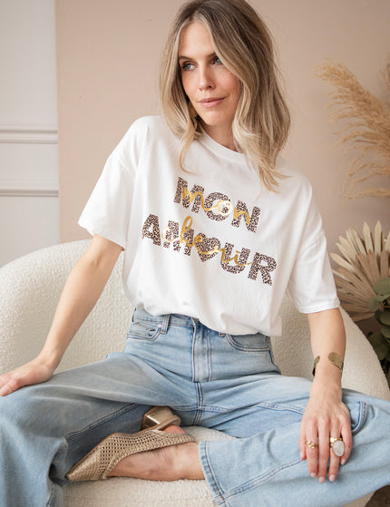 T-Shirt - Mon Chéri, Mon Amour - Weiß