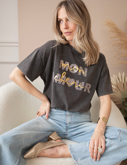 T-Shirt - Mon Chéri, Mon Amour - Dunkelgrau