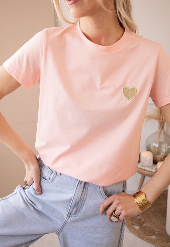 T-Shirt - Beating Heart - Sweet Pink/Gold