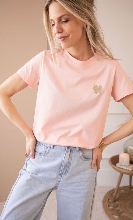 T-Shirt - Beating Heart - Sweet Pink/Gold