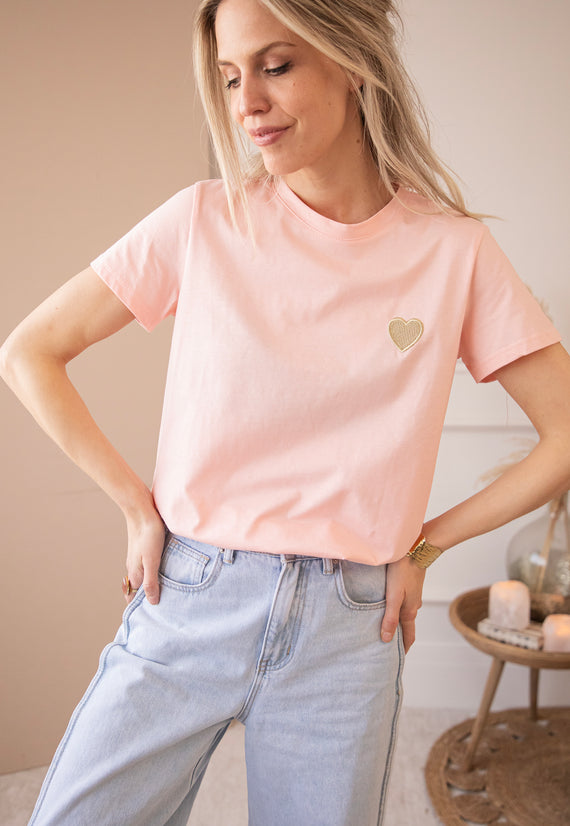 T-Shirt - Beating Heart - Sweet Pink/Gold