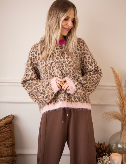 Sweet But Wild Taupe/Pink - Sweater