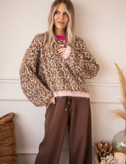 Sweet But Wild Taupe/Pink - Sweater