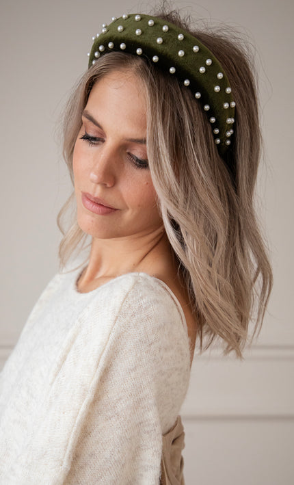 Pearls On Top Kaki - Diadeem