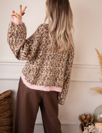 Sweet But Wild Taupe/Pink - Sweater