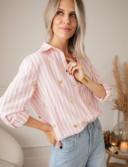 Love At First Stripe Pink/Gold - Blouse