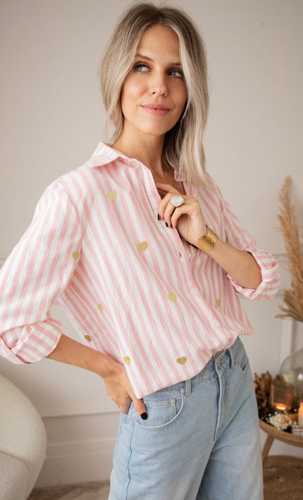 Love At First Stripe Pink/Gold - Blouse