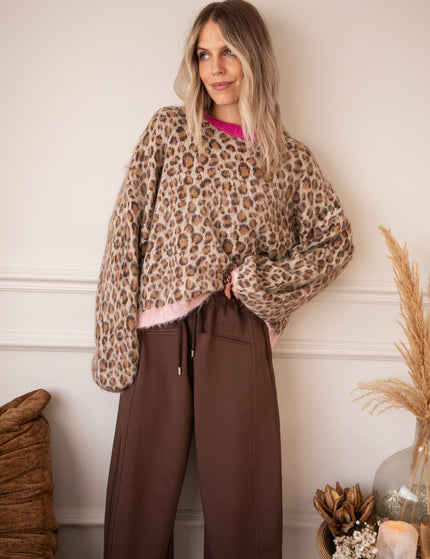 Sweet But Wild Taupe/Pink - Sweater