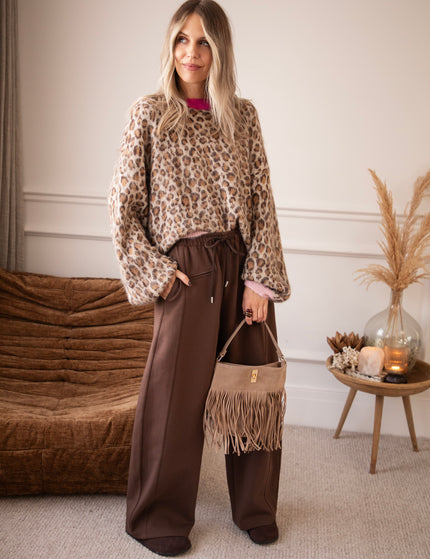 Sweet But Wild Taupe/Pink - Sweater