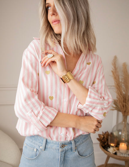 Love At First Stripe Pink/Gold - Blouse