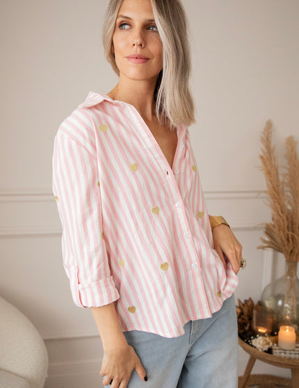 Love At First Stripe Pink/Gold - Blouse