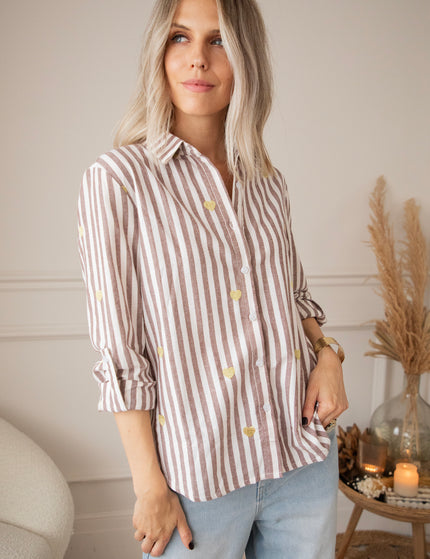 Love At First Stripe Brown/Gold - Blouse