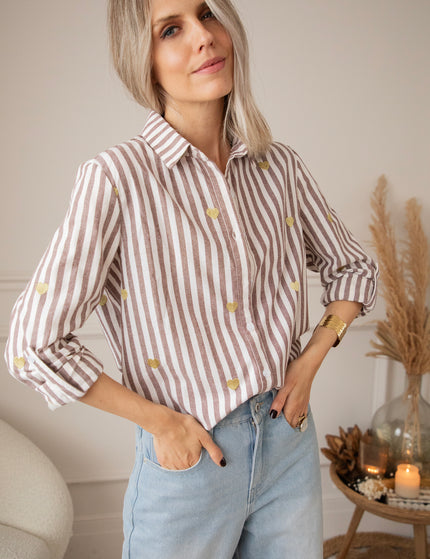 Love At First Stripe Brown/Gold - Blouse
