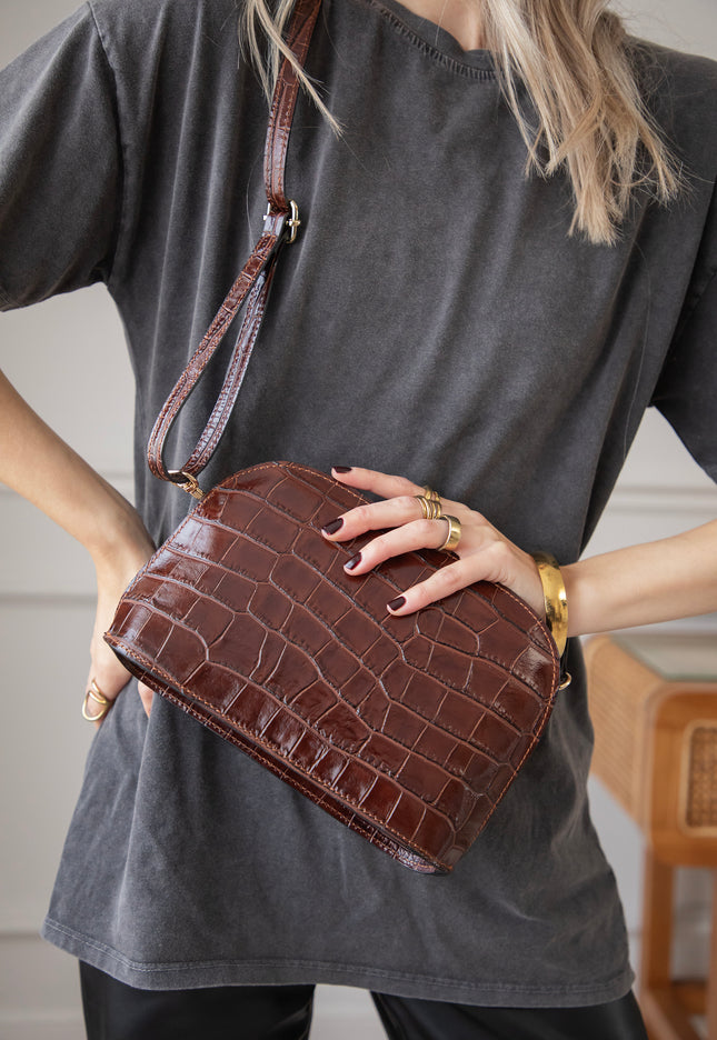 Handtasche - Sue Croco - Braun