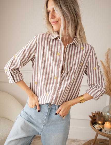 Love At First Stripe Brown/Gold - Blouse